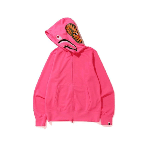 BAPE Neon Shark Full Zip Hoodie – Pink