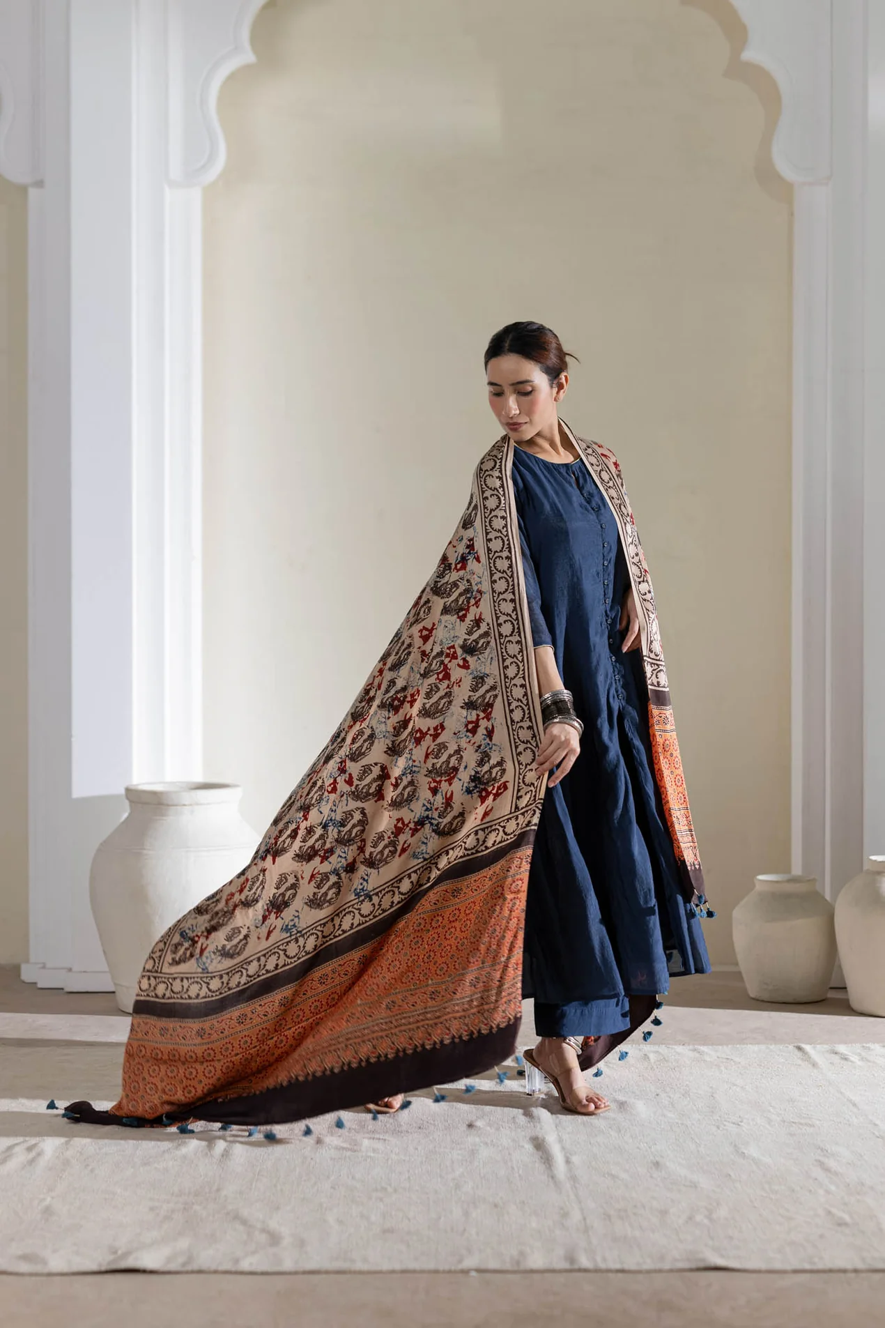 modal silk ajrakh dupatta